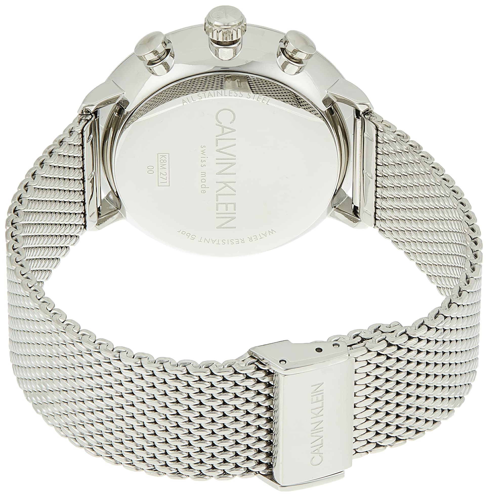  Shop Authentic Calvin Klein High Noon Silver Dial Silver Mesh Bracelet Watch for Men - K8M27126 - Luxxuri