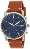  Shop Authentic Fossil The Commuter Blue Dial Brown Leather Strap Watch for Men - FS5401 - Luxxuri