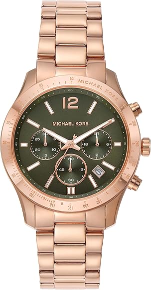 Shop Authentic Michael Kors Berkley Chronograph Green Dial Rose Gold Steel Strap Watch For Women - MK7412 - Luxxuri