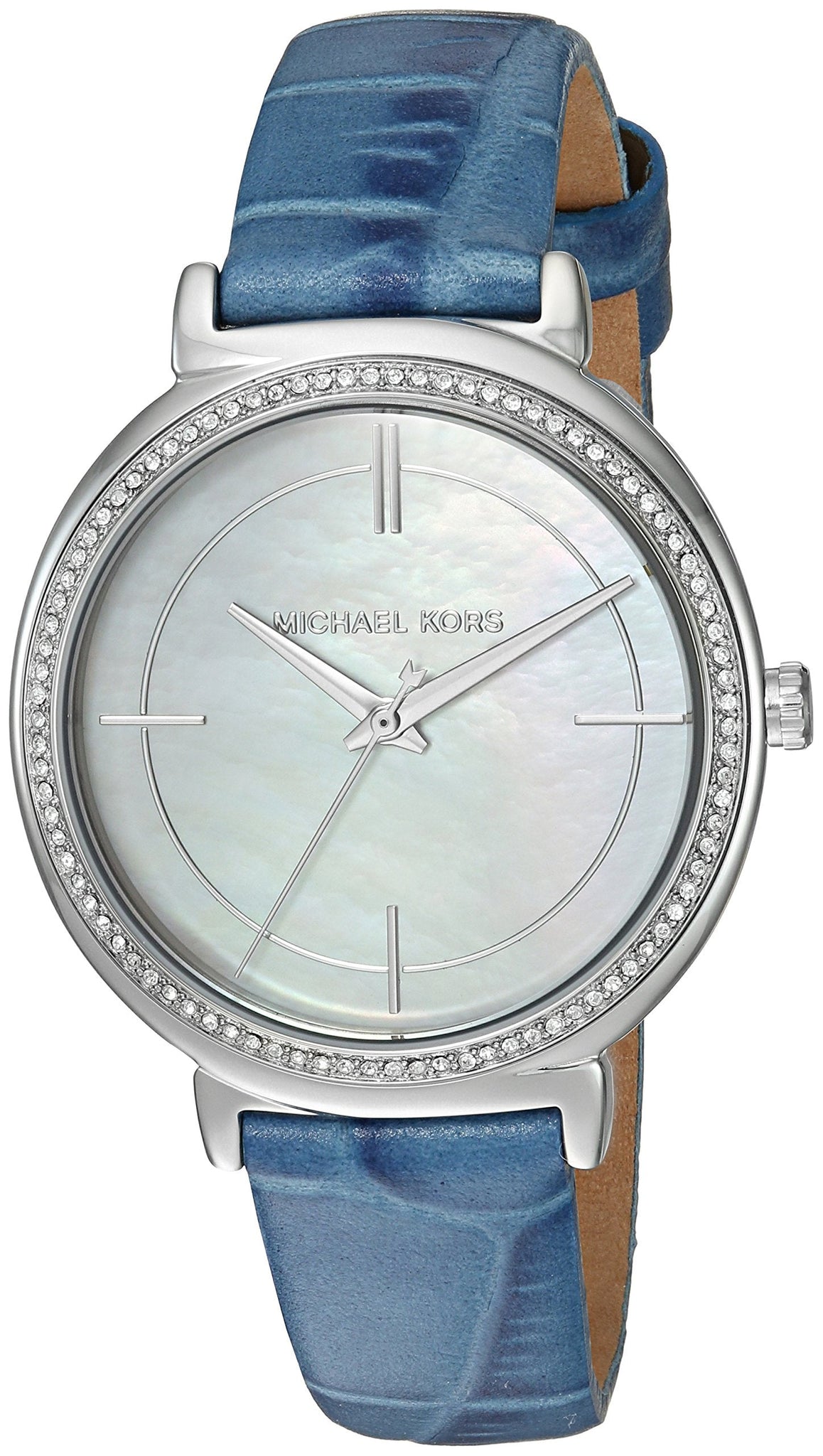  Shop Authentic Michael Kors Cinthia Mother of Pearl Dial Blue Leather Strap Watch for Women - MK2661 - Luxxuri