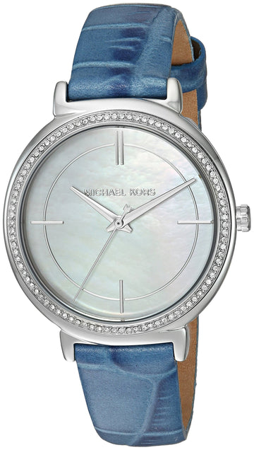  Shop Authentic Michael Kors Cinthia Mother of Pearl Dial Blue Leather Strap Watch for Women - MK2661 - Luxxuri