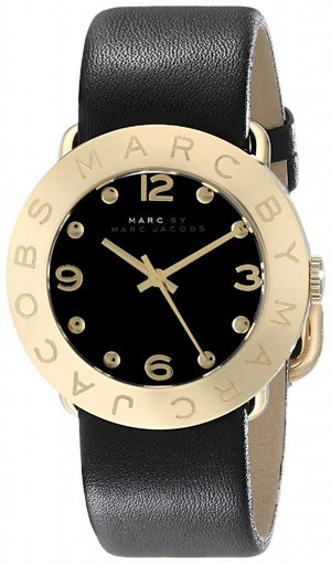 Shop Authentic Marc Jacobs Amy Black Dial Black Leather Strap Watch for Women - MBM1154 - Luxxuri
