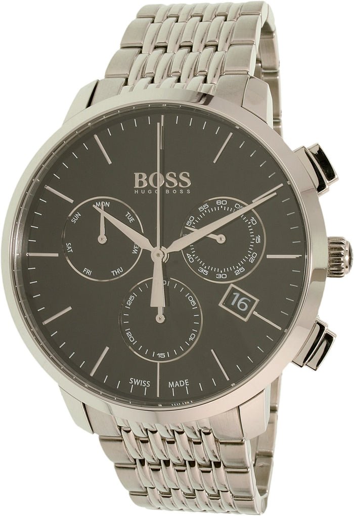  Shop Authentic Hugo Boss Associate Black Dial Silver Steel Strap Watch for Men - 1513267 - Luxxuri
