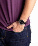  Shop Authentic Calvin Klein Evan Black Dial Black Leather Strap Watch for Men - K7B211CZ - Luxxuri