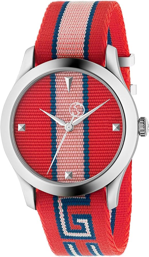  Shop Authentic Gucci G Timeless Quartz Red Dial Two Tone NATO Strap Watch For Men - YA1264070 - Luxxuri
