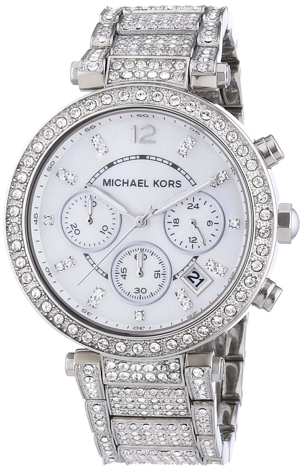  Shop Authentic Michael Kors Parker Mother of Pearl Dial Diamonds Silver Steel Strap Watch for Women - MK5572 - Luxxuri