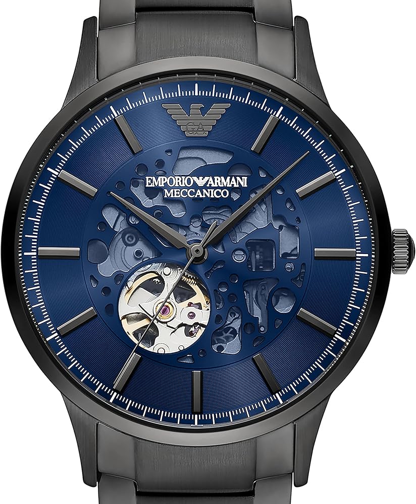  Shop Authentic Emporio Armani Renato Automatic Blue Dial Grey Steel Strap Watch For Men - AR60056 - Luxxuri
