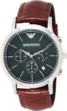  Shop Authentic Emporio Armani Renato Chronograph Green Dial Brown Leather Strap Watch For Men - AR2493 - Luxxuri