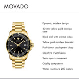  Shop Authentic Movado Series 800 Black Dial Gold Steel Strap Watch For Men - 2600145 - Luxxuri