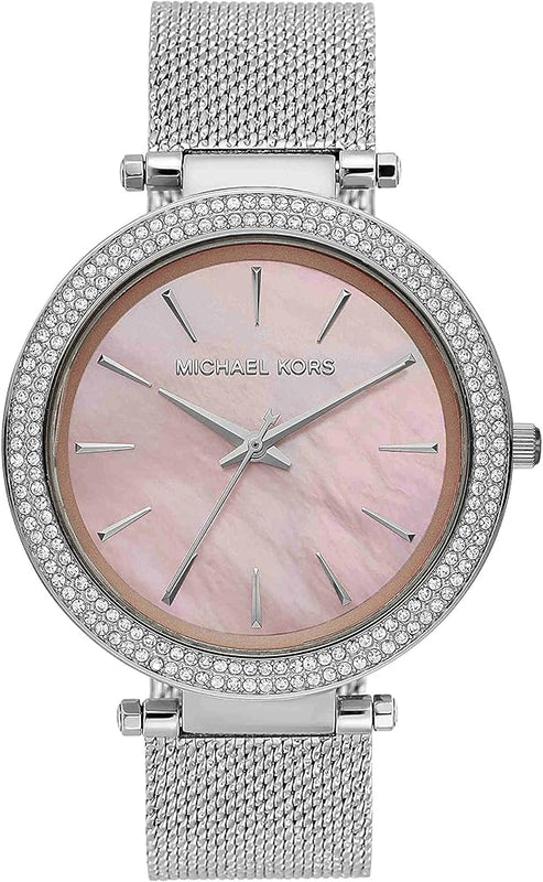  Shop Authentic Michael Kors Darci Analog Pink Dial Silver Mesh Bracelet Watch For Women - MK4518 - Luxxuri