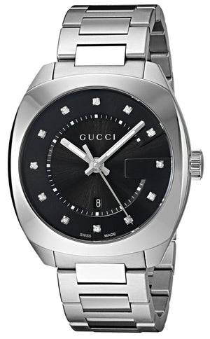  Shop Authentic Gucci GG2570 Diamonds Black Dial Silver Steel Strap Watch For Women - YA142404 - Luxxuri