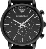  Shop Authentic Emporio Armani Dress Chronograph Black Dial Black Leather Strap Watch For Men - AR1918 - Luxxuri