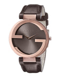  Shop Authentic Gucci Interlocking Brown Dial Brown Leather Strap Watch For Women - YA133309 - Luxxuri