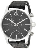  Shop Authentic Calvin Klein City Chronograph Black Dial Black Leather Strap Watch for Men - K2G271C3 - Luxxuri
