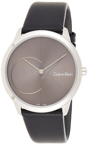  Shop Authentic Calvin Klein Minimal Black Dial Black Leather Strap Watch for Men - K3M211C3 - Luxxuri