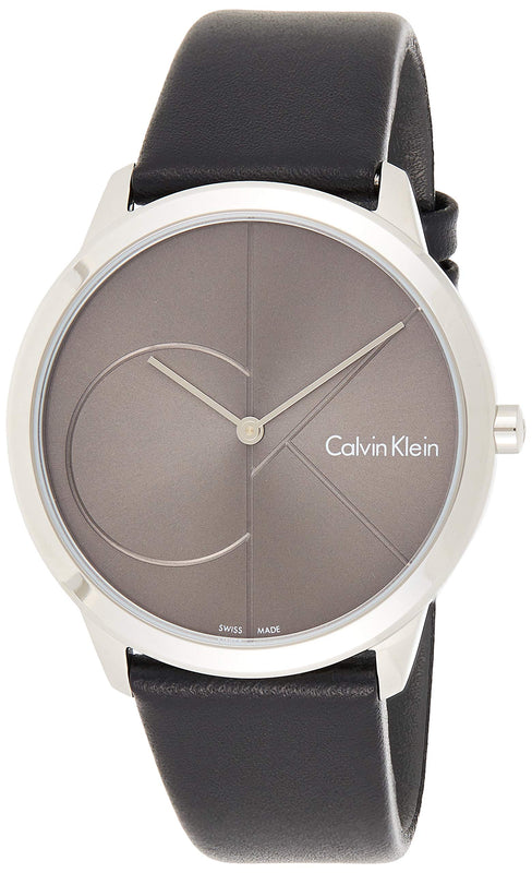  Shop Authentic Calvin Klein Minimal Black Dial Black Leather Strap Watch for Men - K3M211C3 - Luxxuri
