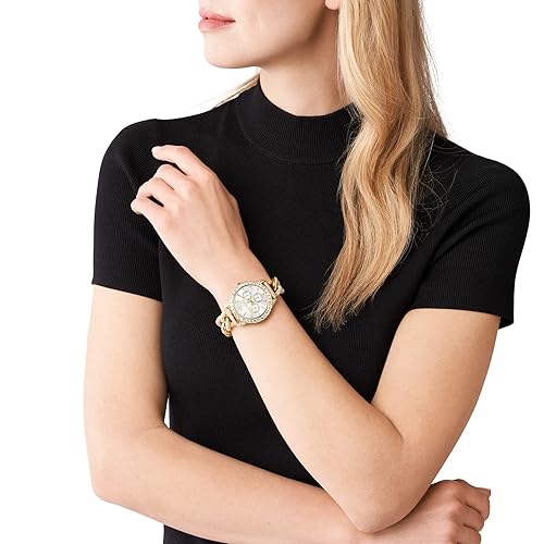  Shop Authentic Michael Kors Layton Three Hand Mother of Pearl White Dial Gold Steel Strap Watch For Women - MK6870 - Luxxuri