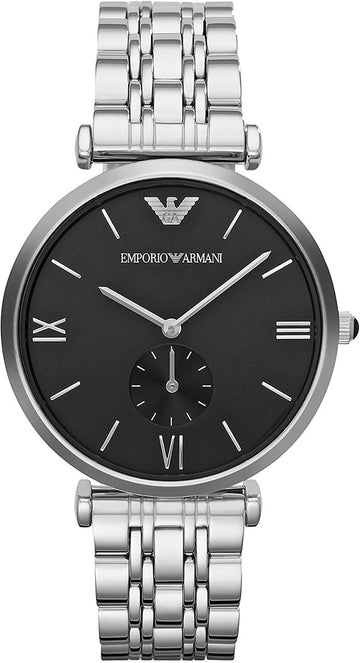  Shop Authentic Emporio Armani Retro Black Dial Silver Steel Strap Watch For Men - AR1676 - Luxxuri