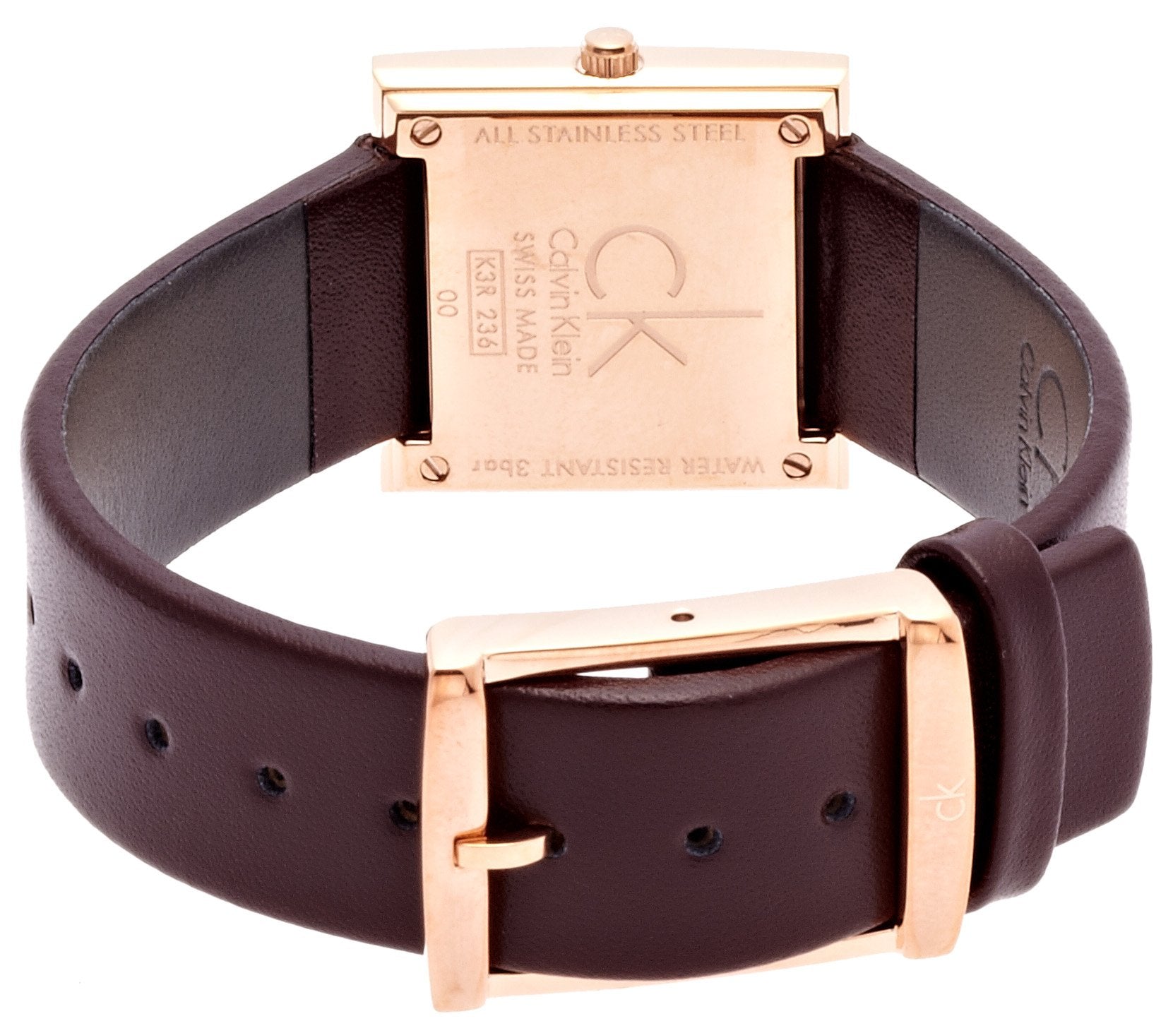  Shop Authentic Calvin Klein Mark White Dial Brown Leather Strap Watch for Women - K3R236G6 - Luxxuri