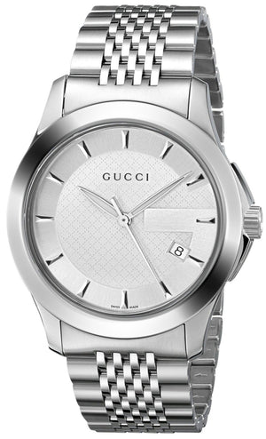  Shop Authentic Gucci G Timeless Silver Dial Silver Steel Strap Watch For Men - YA126401 - Luxxuri