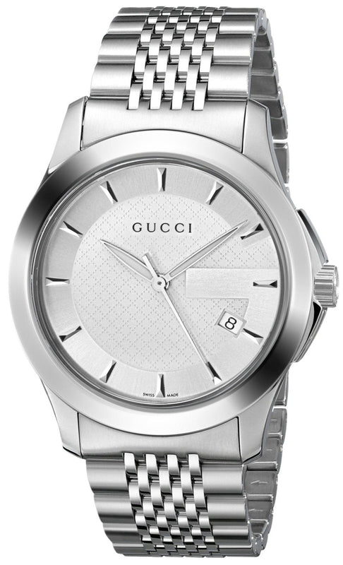  Shop Authentic Gucci G Timeless Silver Dial Silver Steel Strap Watch For Men - YA126401 - Luxxuri