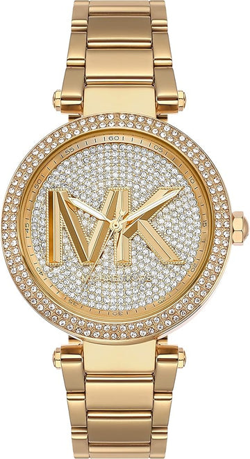  Shop Authentic Michael Kors Parker Analog Crystals Gold Dial Gold Steel Strap Watch For Women - MK7283 - Luxxuri