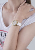  Shop Authentic Guess Crown Jewel Multifunction Diamonds White Dial White Leather Strap Watch for Women - GW0411L1 - Luxxuri