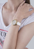  Shop Authentic Guess Crown Jewel Multifunction Diamonds White Dial White Leather Strap Watch for Women - GW0411L1 - Luxxuri
