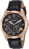  Shop Authentic Fossil Grant Chronograph Grey Dial Black Leather Strap Watch for Men - FS5085 - Luxxuri