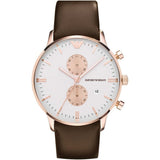  Shop Authentic Emporio Armani Gianni Classic Chronograph White Dial Brown Leather Strap Watch For Men - AR0398 - Luxxuri