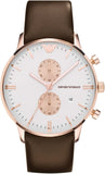  Shop Authentic Emporio Armani Gianni Classic Chronograph White Dial Brown Leather Strap Watch For Men - AR0398 - Luxxuri