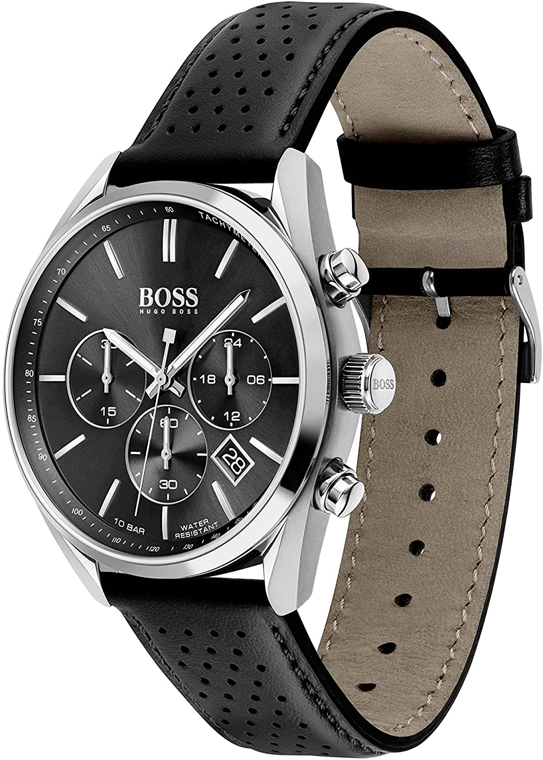  Shop Authentic Hugo Boss Champion Black Dial Black Leather Strap Watch for Men - 1513816 - Luxxuri