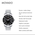  Shop Authentic Movado Series 800 Black Dial Silver Steel Strap Watch For Men - 2600135 - Luxxuri