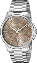  Shop Authentic Gucci G Timeless Quartz Brown Dial Silver Steel Strap Watch for Men - YA126317 - Luxxuri