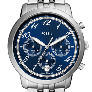  Shop Authentic Fossil Neutra Chronograph Blue Dial Silver Steel Strap Watch for Men - FS6025 - Luxxuri