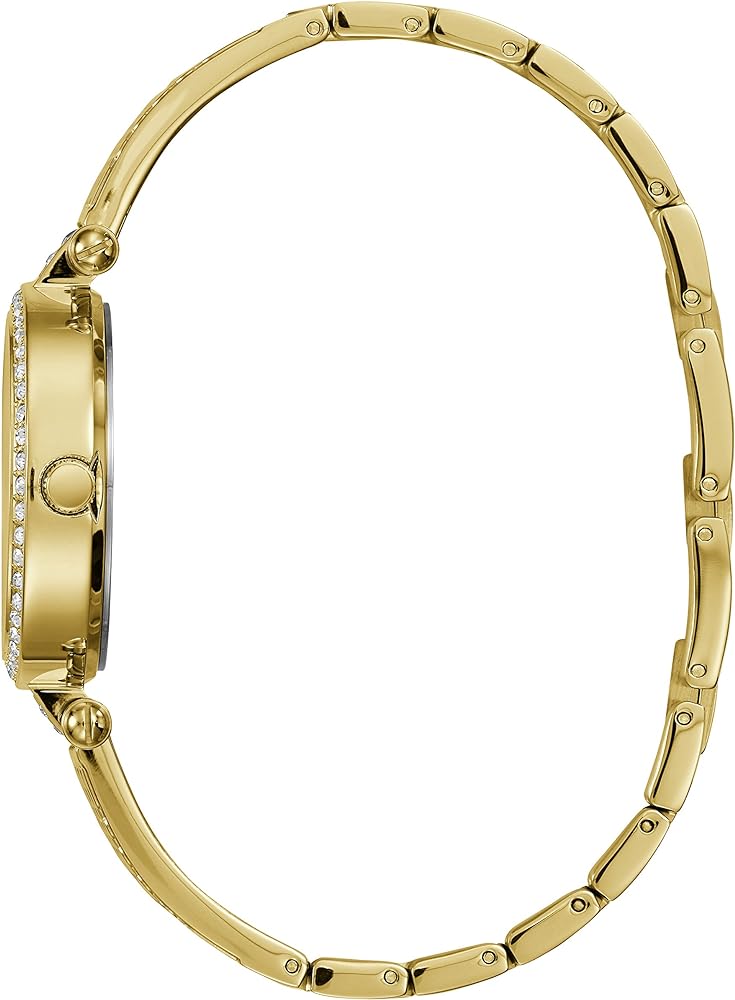 Guess Muse Crystals White Dial Rose Gold Steel Strap Watch For Women - W1008L2