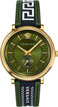  Shop Authentic Versace V-Circle Quartz Green Dial Green Leather Strap Watch for Men - VEBQ01519 - Luxxuri