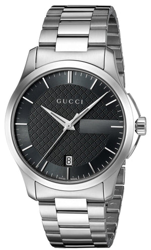  Shop Authentic Gucci G Timeless Black Dial Silver Steel Strap Unisex Watch - YA126457 - Luxxuri