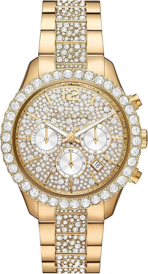  Shop Authentic Michael Kors Layton Chronograph Gold Dial Gold Steel Strap Watch For Women - MK6977 - Luxxuri