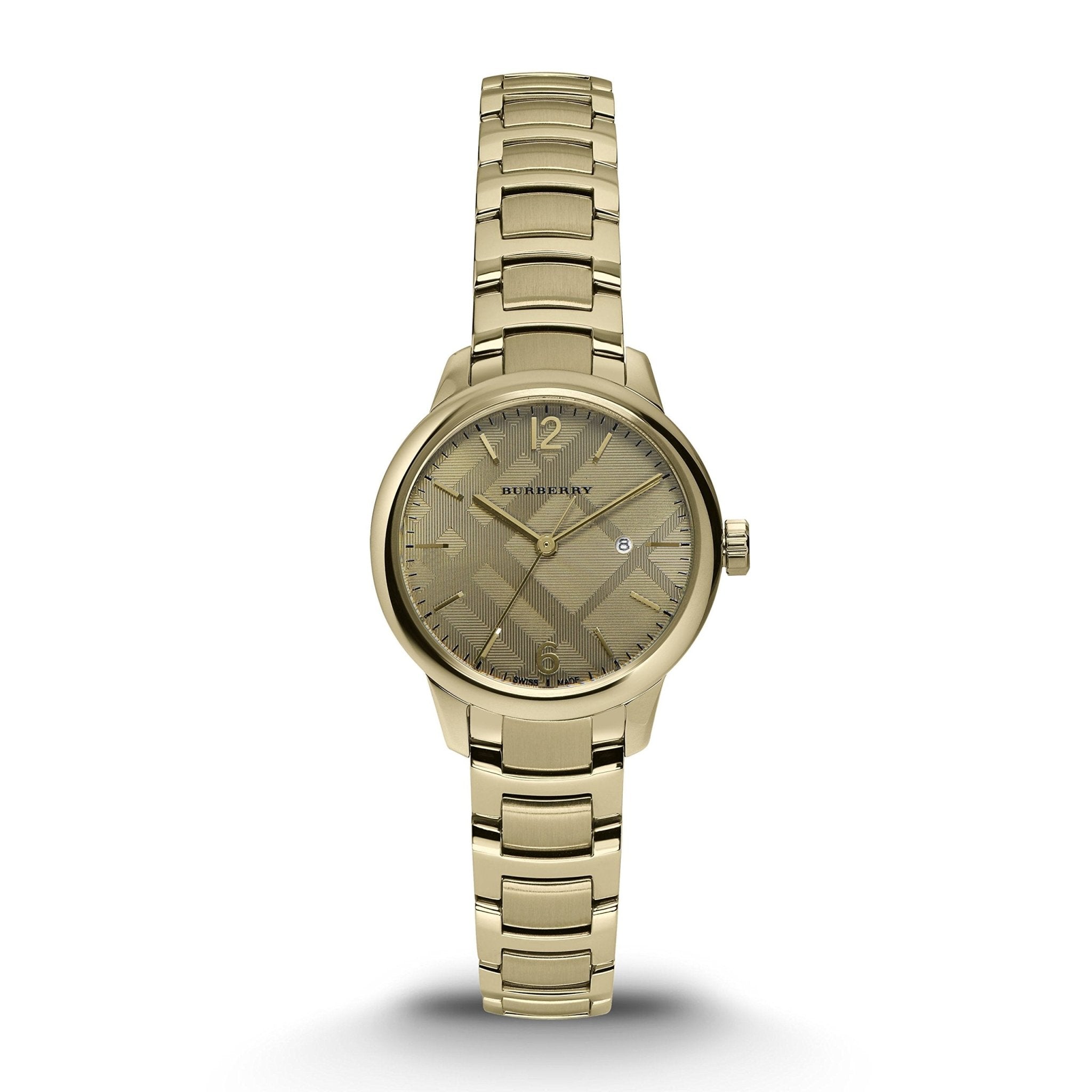 Burberry The Classic Champagne Dial Gold Steel Strap Watch for Women - BU10109