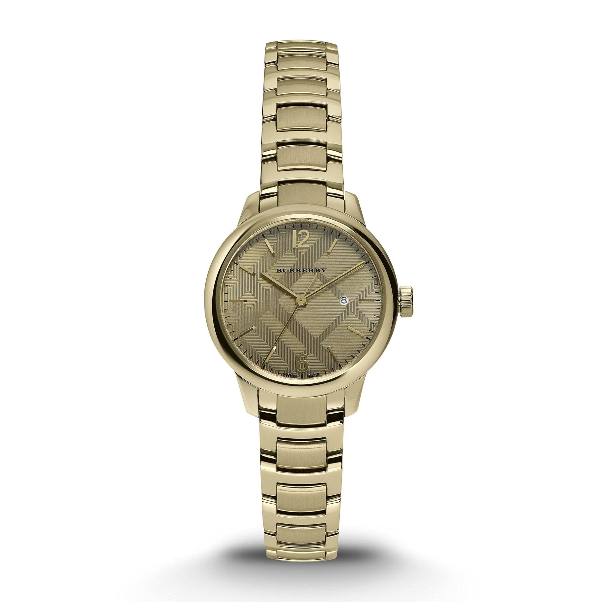  Shop Authentic Burberry The Classic Champagne Dial Gold Steel Strap Watch for Women - BU10109 - Luxxuri