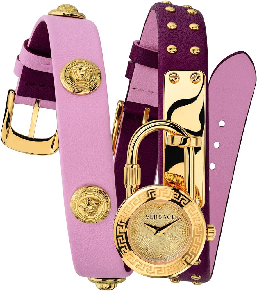  Shop Authentic Versace Medusa Lock Icon Gold Dial Red Leather Strap Watch for Women - VEDW00319 - Luxxuri