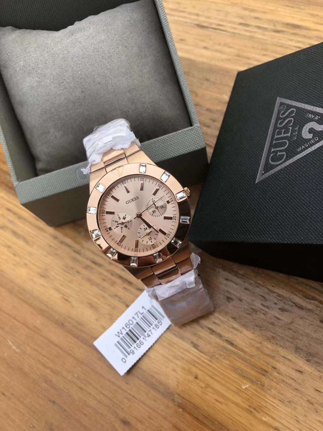  Shop Authentic Guess Glisten Multifunction Quartz Rose Gold Dial Rose Gold Steel Strap Watch For Women - W16017L1 - Luxxuri