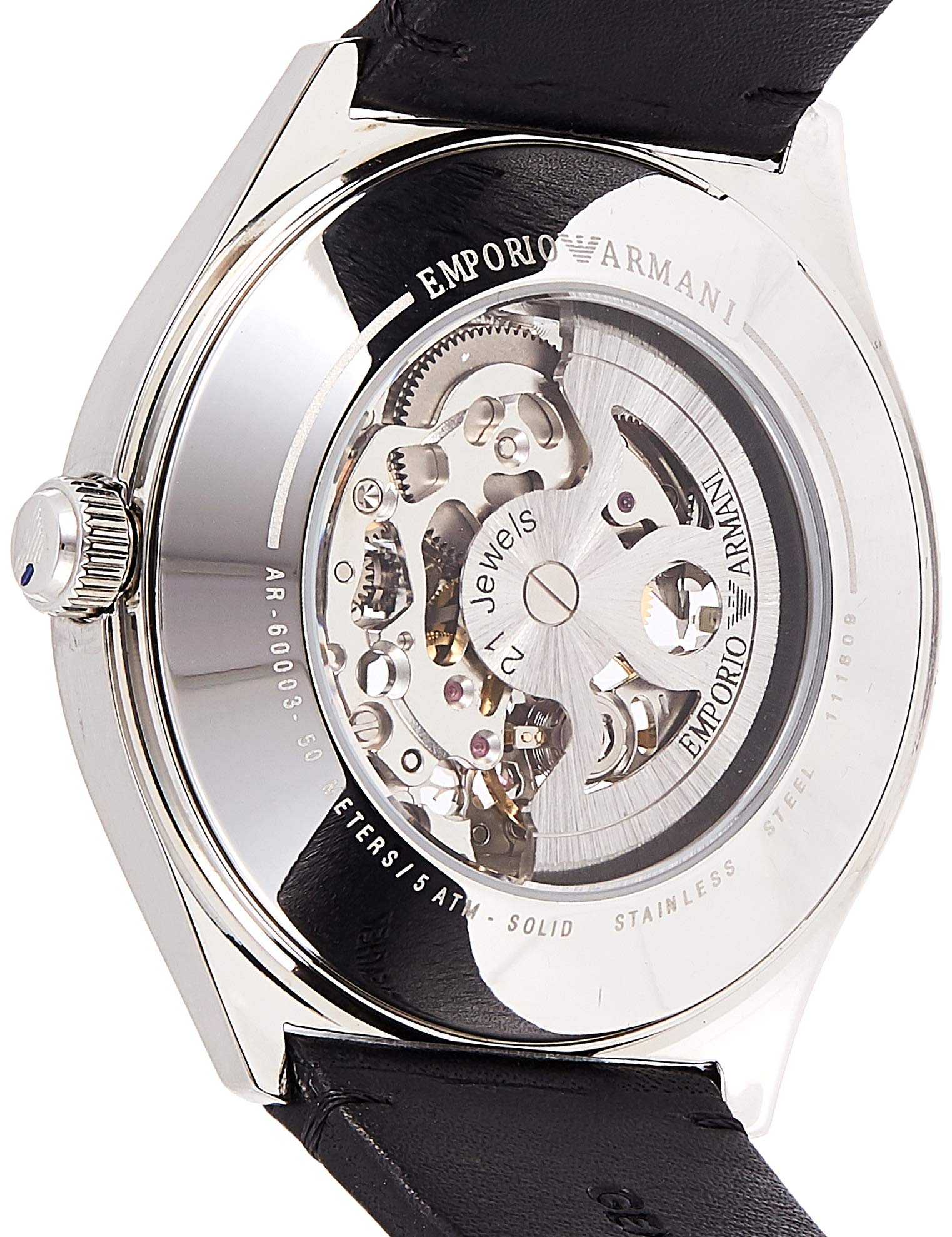  Shop Authentic Emporio Armani Meccanico White Skeleton Dial Black Leather Strap Watch For Men - AR60003 - Luxxuri