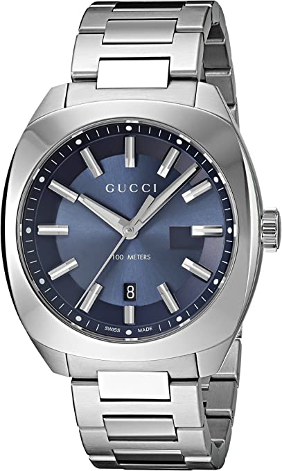  Shop Authentic Gucci GG2570 Quartz Blue Dial Silver Steel Strap Watch For Men - YA142303 - Luxxuri