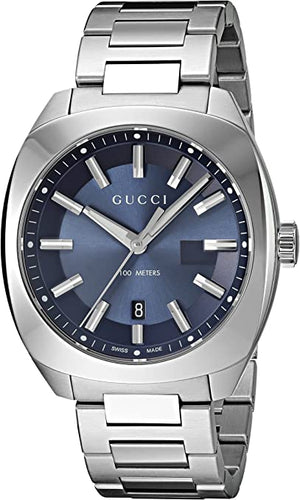  Shop Authentic Gucci GG2570 Quartz Blue Dial Silver Steel Strap Watch For Men - YA142303 - Luxxuri