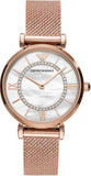  Shop Authentic Emporio Armani Gianni T Bar Mother of Pearl Dial Rose Gold Mesh Bracelet Watch For Women - AR11320 - Luxxuri