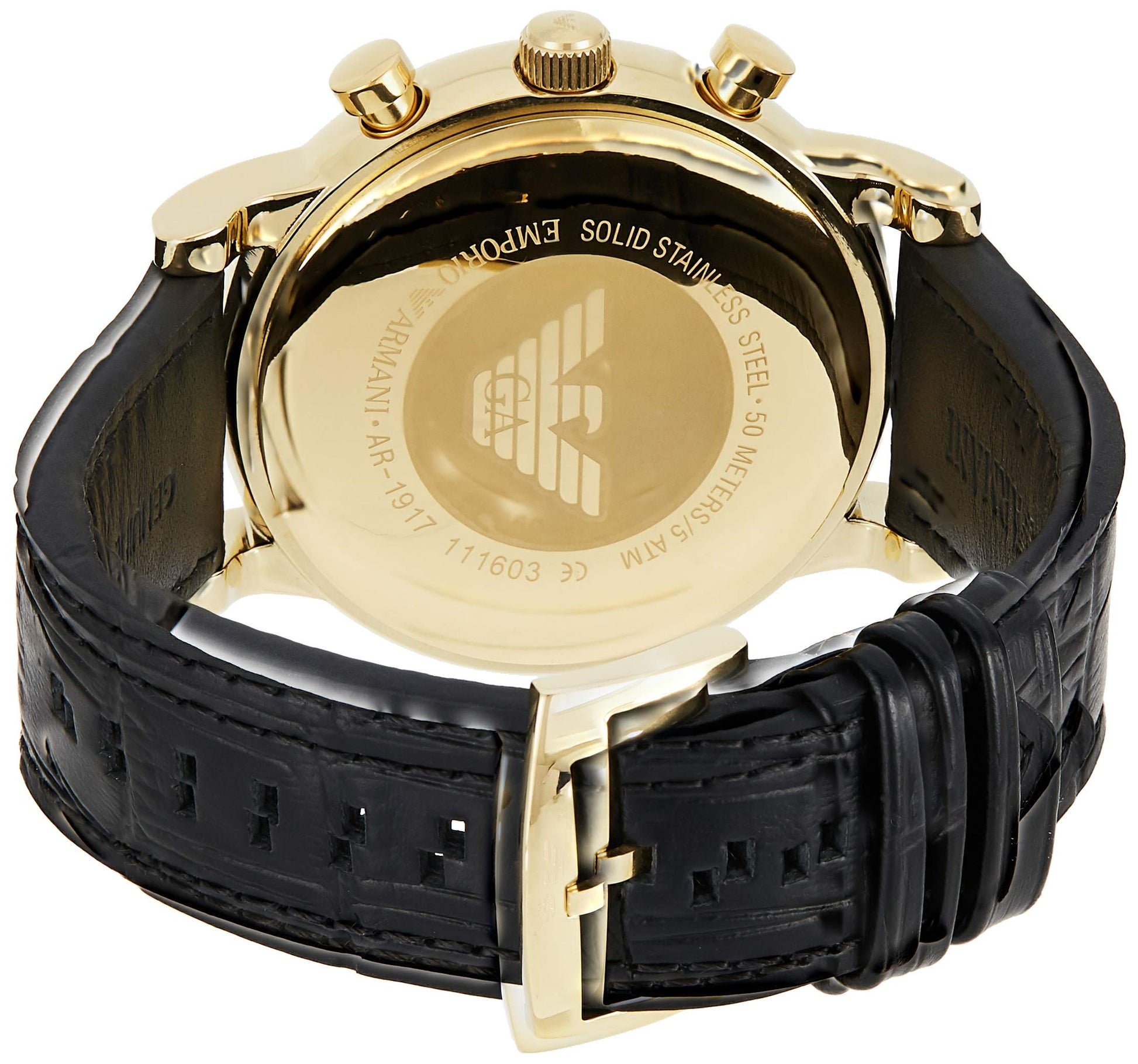  Shop Authentic Emporio Armani Luigi Chronograph Black Dial Black Leather Watch For Men - AR1917 - Luxxuri