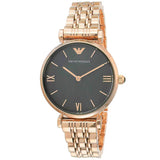  Shop Authentic Emporio Armani Gianni T-Bar Black Dial Rose Gold Strap Watch For Women - AR11145 - Luxxuri