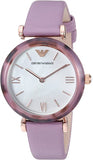  Shop Authentic Emporio Armani Gianni Mother of Pearl Dial Purple Leather Strap Watch For Women - AR11003 - Luxxuri